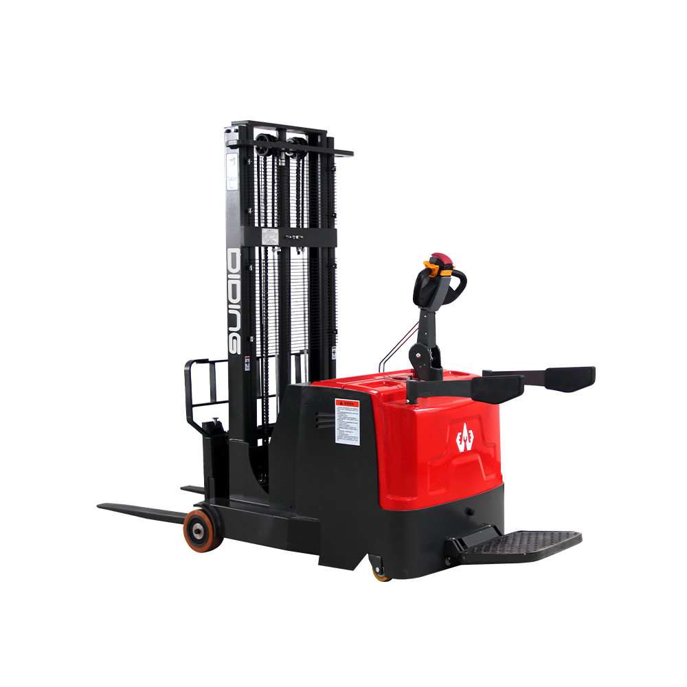 How does the Electric Pallet Stacker's emergency release activate, and what safety measures are in place to prevent accidental use?