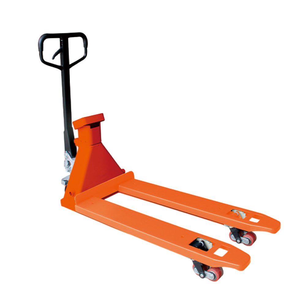 How does the choice of materials contribute to minimizing noise levels during the operation of the hand pallet truck?